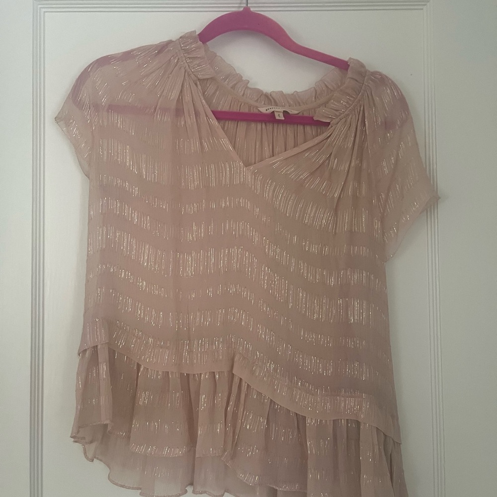 Rebecca Taylor Sheer Pink-Metallic Top
